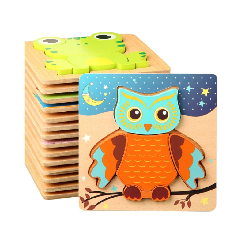 Baby Toys 3D Puzzles Cartoon Animals / Traffic Smart Thickened Wooden Puzzles Puzzle Early Education Toys Kids Gifts