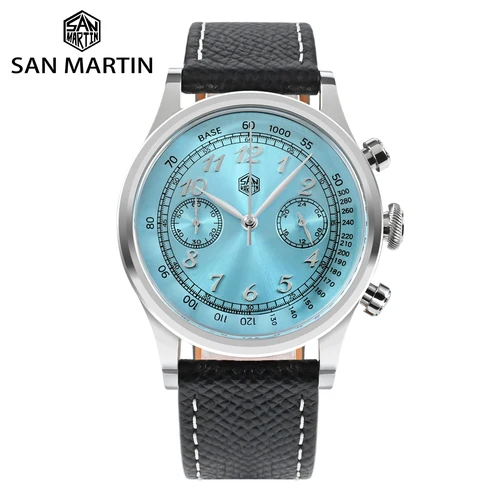 San Martin-reloj analógico de cuarzo para hombre, nuevo accesorio de pulsera resistente al agua 5ATM con cronógrafo, complemento masculino de marca de lujo con espejo de zafiro, 38mm
