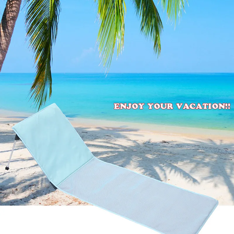 Outdoor Foldable Beach Chair Breathable Sun Lounger With Cushion