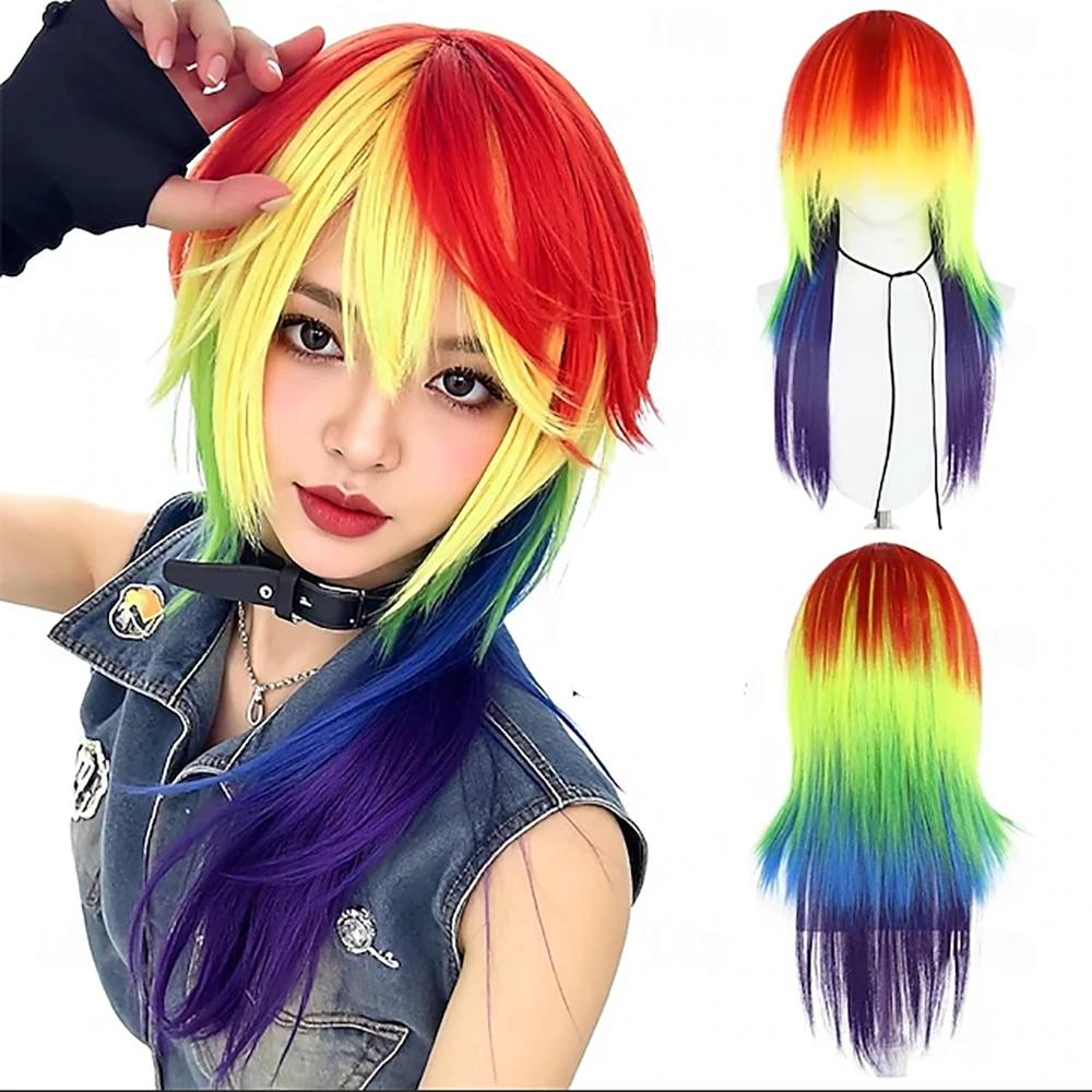 HAIRJOY Synthetic Hair  Carnival Wig  Straight Long Synthetic Festival Wig Mardi Gras Parade Cosplay Costume Hair for Women