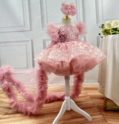 Light luxury gorgeous girl dragging dress lace tulle cake panton skirt suitable for special occasions high -end dress girl birth