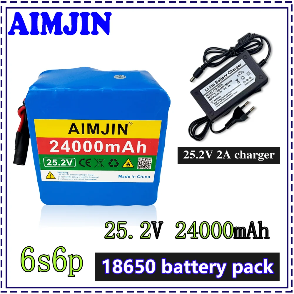 

25.2V 24Ah 18650 Large-Capacity Battery Pack 6S6P 25.2V E-Bike Scooter Wheelchair Four-Wheeler Lithium Battery Pack BMS+ Charger