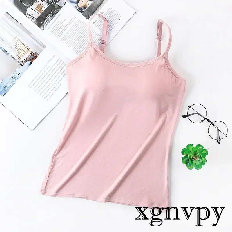 Xgnvpy-Camisoles d'été en fibre de coton pour femme, haut féminin, sous-vêtements assortis, t-shirt à bretelles sexy, vêtements pour filles