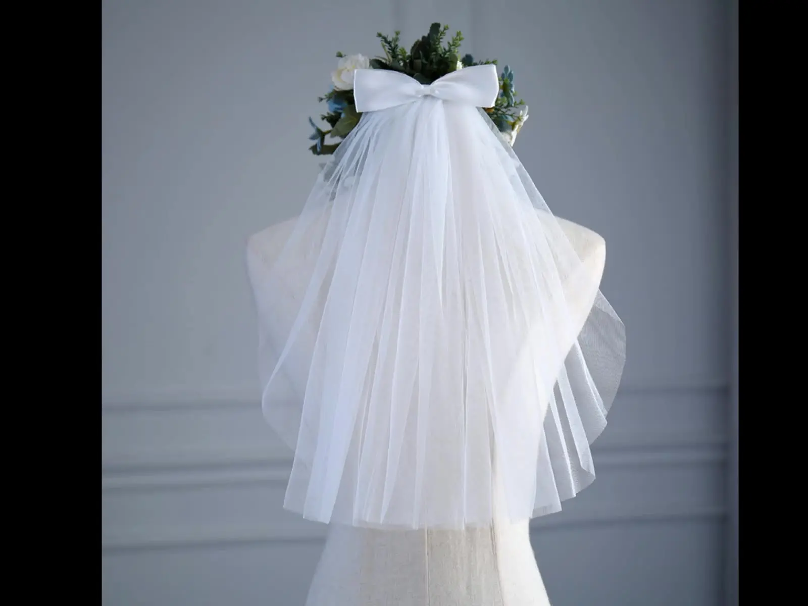 Velos cortos de tul para vestido de novia, lazo de borde de cinta blanca con peine para el pelo, velo de novia, accesorios de fiesta de matrimonio