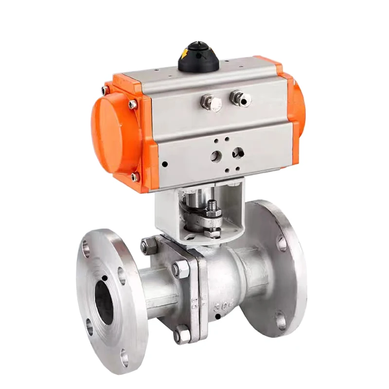 DN32 304 Stainless Steel Flanged Pneumatic Ball Valve Single Acting Cylinder High Temperature Steam Flange Ball Valves