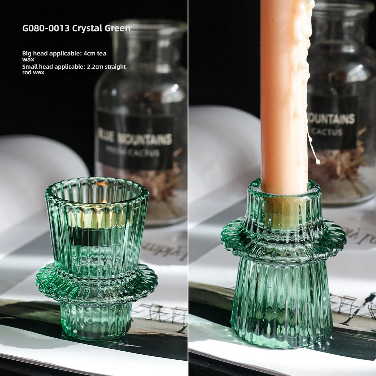 Clear Glass Pillar Tealight Holder 6