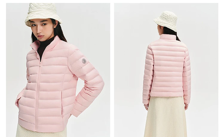 BOSIDENG Women Stand Collar Quilted Goose Down Jacket Cloud Light Slim Minimalist Warm Portable Outerwear