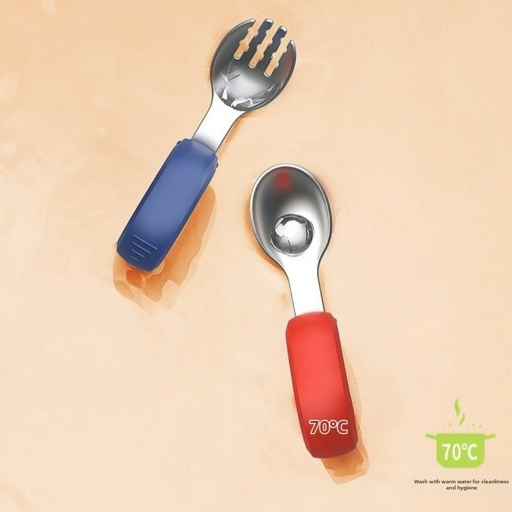 

Silicone Handle Baby Silicone Spoon Set Anti-Choke Design BPA Free Children's Tableware Set Anti-slip Self Feeding