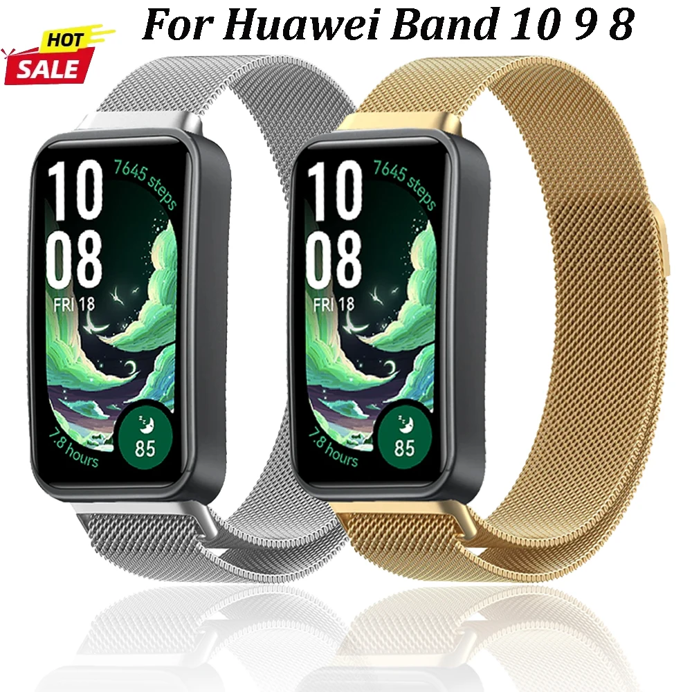 Milanese Loop Band für Huawei Band 10 9, magnetische Schnalle, Metall, bequem, atmungsaktiv, Armband für Huawei Band 8, Gürtelzubehör