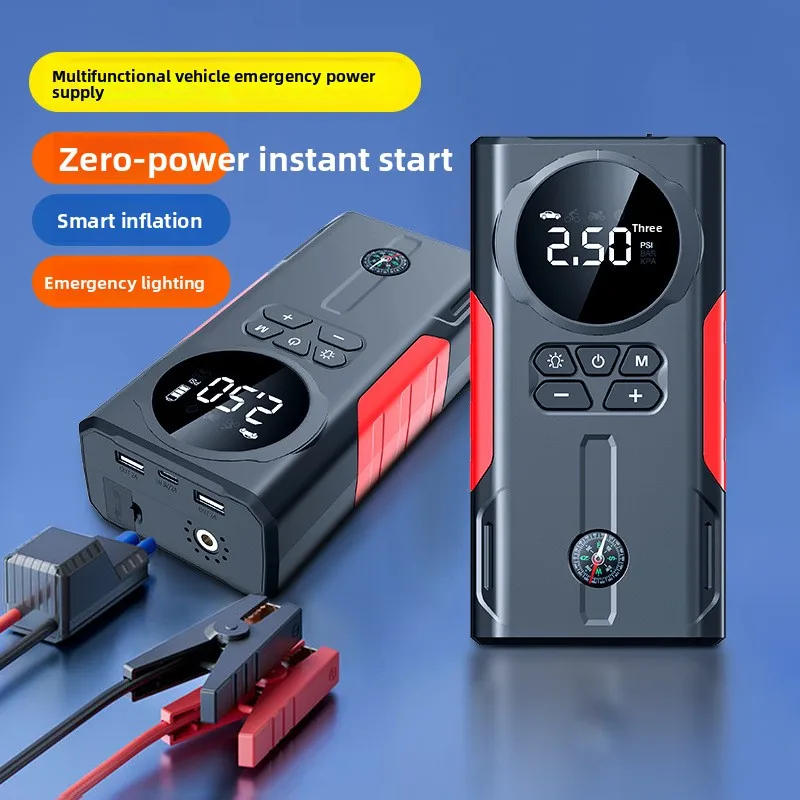 

For Car Emergency Jump Starter Air Pump Combo Self-Driving Battery Power Loss Inflator Rescue Starter Outdoor