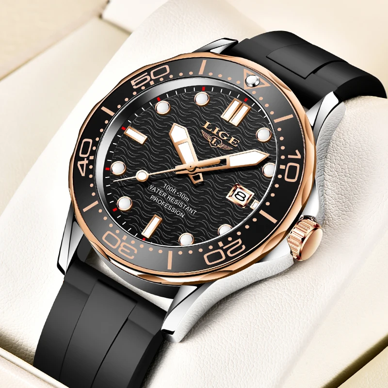 2024 LIGE New Business Mens Watches Top Brand Luxury Dive Watch For Men Waterproof Date Clock Sport Watch Relogio Masculino+Box