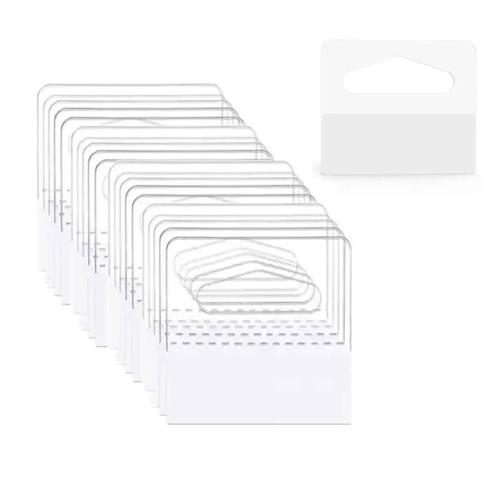 100pcs PVC Slot Hole Adhesive Hang Tabs Tags Hook For Store Retail Display Self-adhesive Merchandising Hang Tabs G5I1