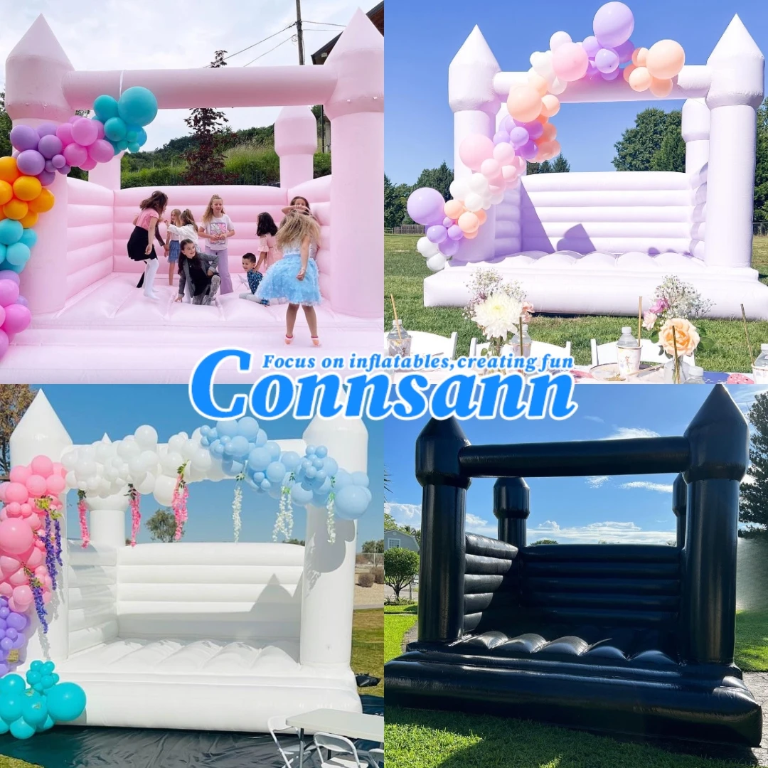 Connsann-castillo inflable de boda, casa de rebote rosa, grado comercial, certificado ASTM, 100% PVC, personalizado