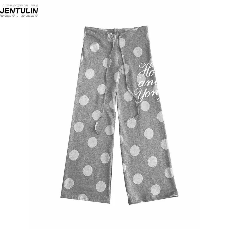 Harajuku Oversize-Hose, ästhetische Mode, gepunktetes Buchstabenmuster, Hose mit weitem Bein, bedruckt, Y2kClothing, Sportunterwäsche, Arbeitshose