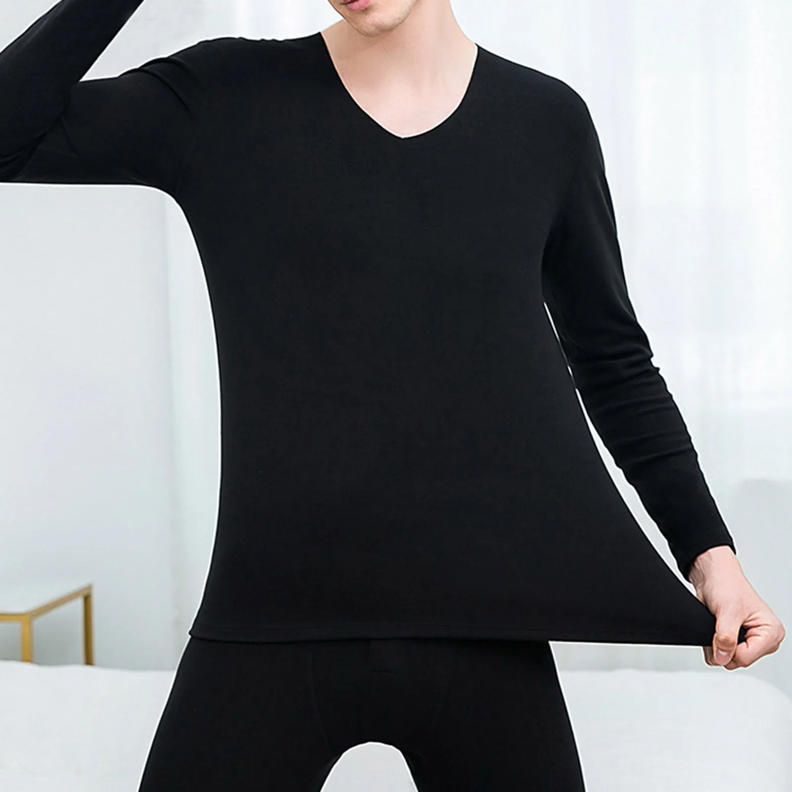 

Mens Seamless Thermal Underwear Pants Suit Stretchy Solid Slim Sleepwear Pajamas Long Sleeve Pullovers Trousers Warm Loungewear