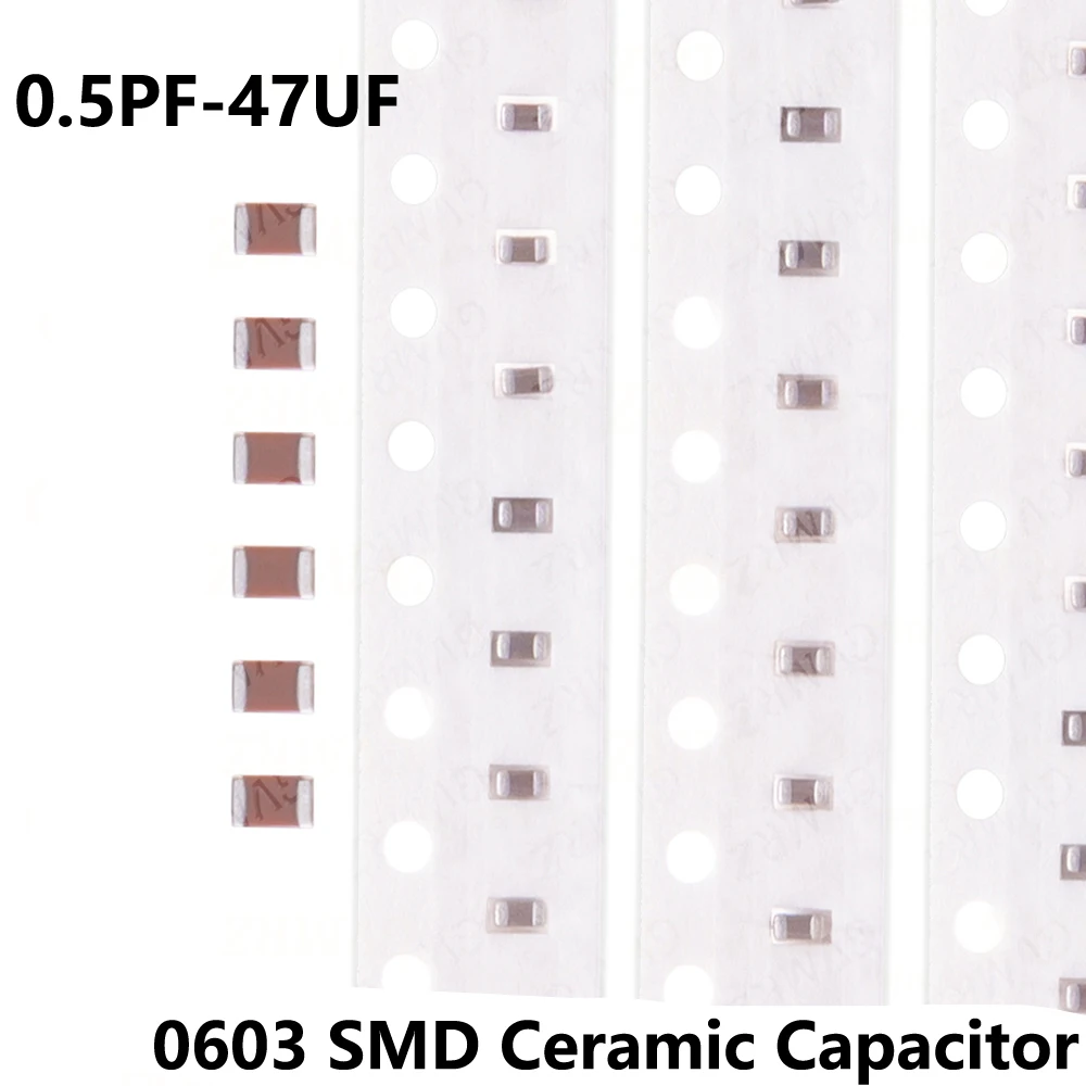 100PCS 100NF 1UF 0603 0.5pF-47uF SMD Thick Film Chip Multilayer Ceramic Capacitor 2.2UF 4.7UF 10UF 1PF  10NF