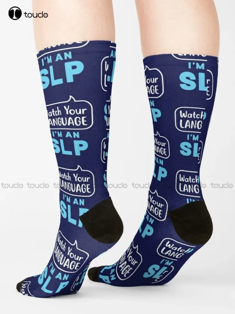 شاهد لغةك أنا جوارب Slp جوارب نسائية للجنسين للكبار في سن المراهقة جوارب شبابية مخصصة 360 °   الطباعة الرقمية