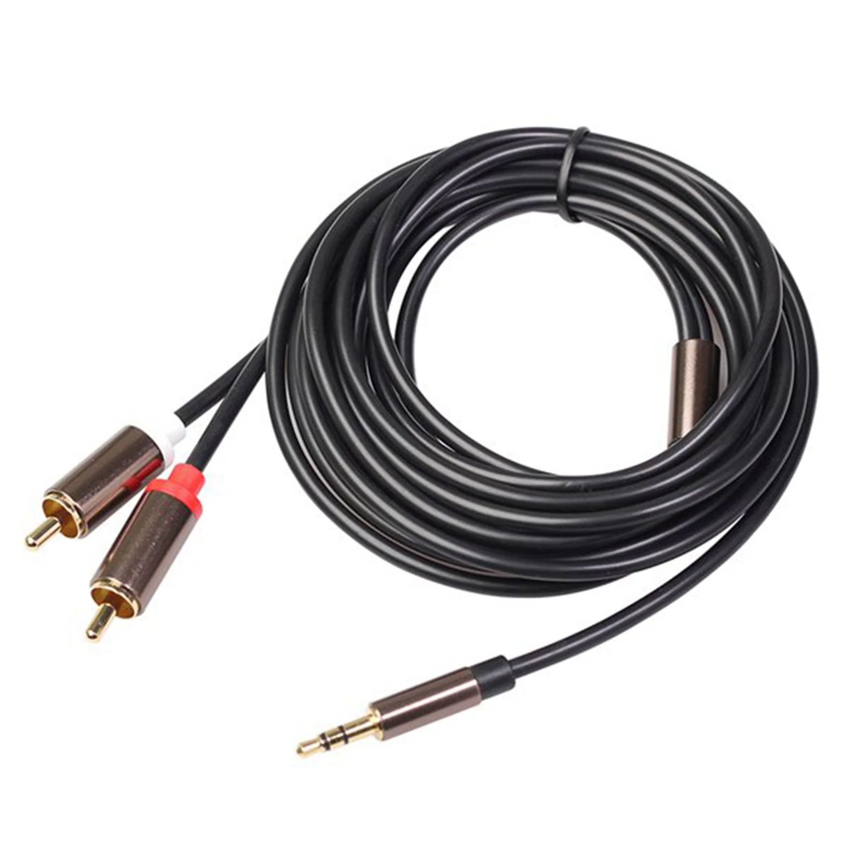 Kabel 3.5mm ke RCA (10 kaki), kabel Audio RCA lapis emas 24K kabel Aux Stereo pria KE pria (kiri/kanan) adaptor Splitter