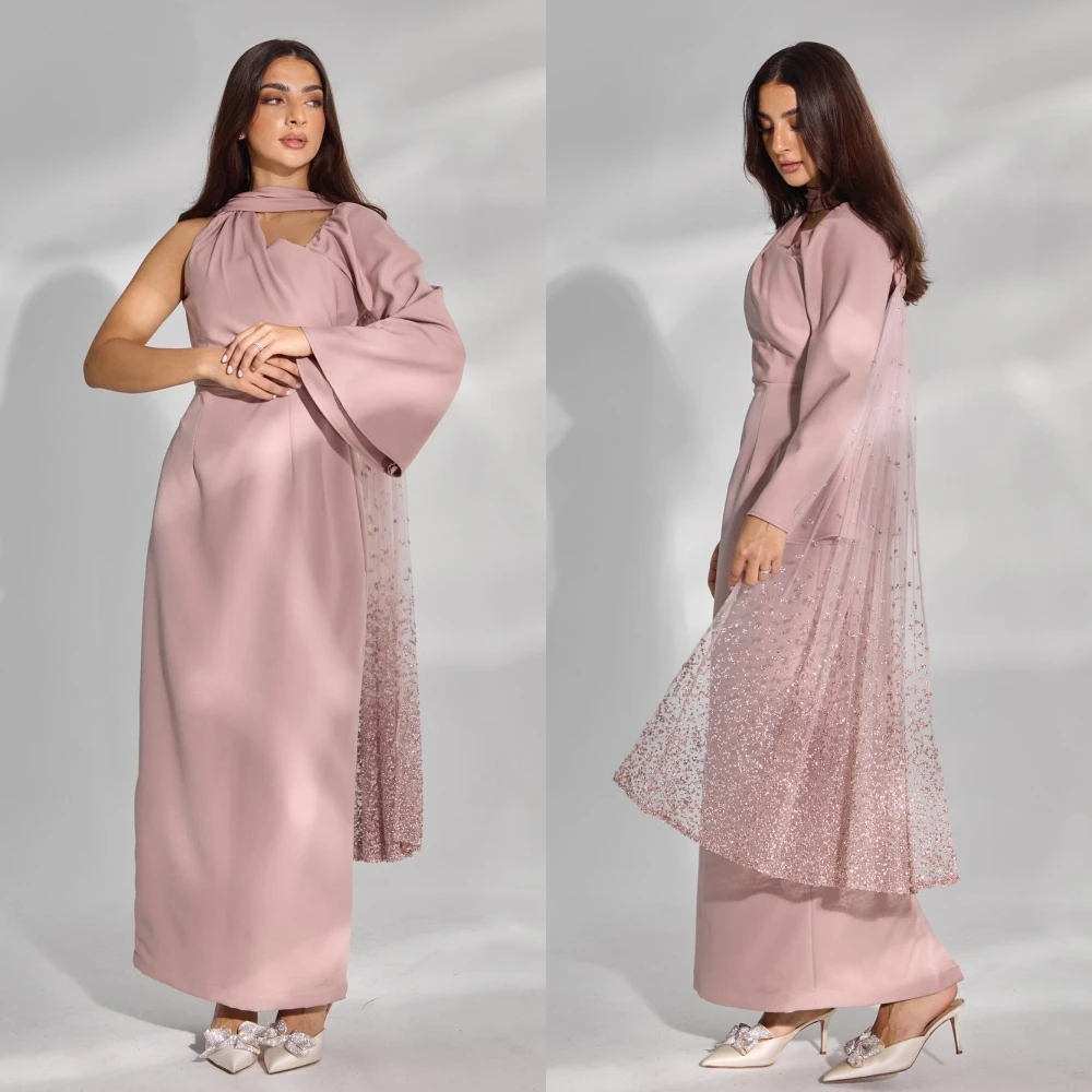 Robe de Rhen satin plissée à une épaule, robes de célébrité, robes d'occasion sur mesure, longueur de rinçage, Arabie saoudite