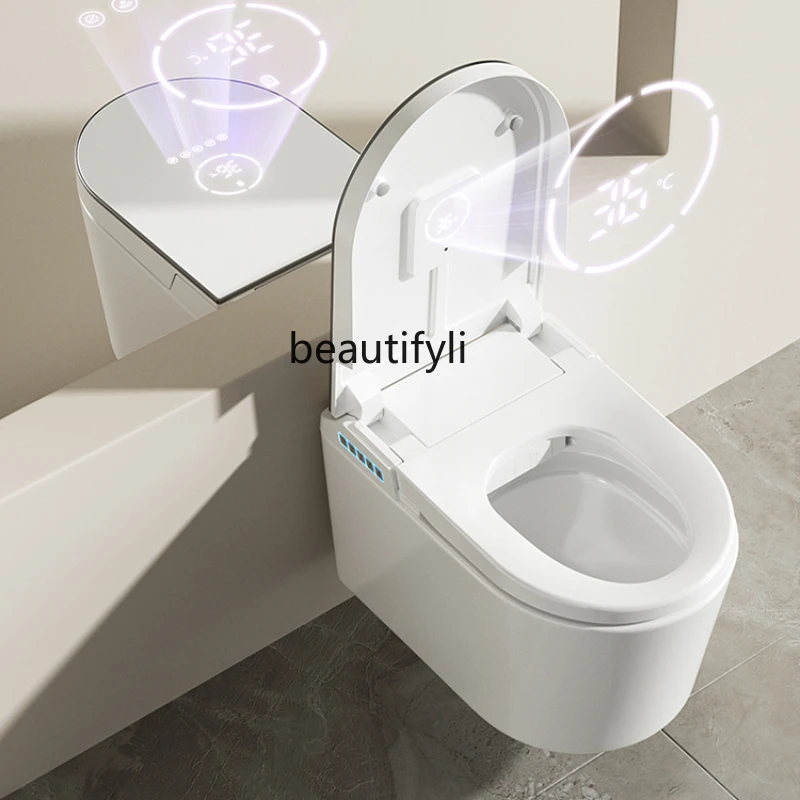 Wall-Mounted Smart Toilet Household Siphon Automatic without Tank Suspension Small Apartment Embedded Toilet