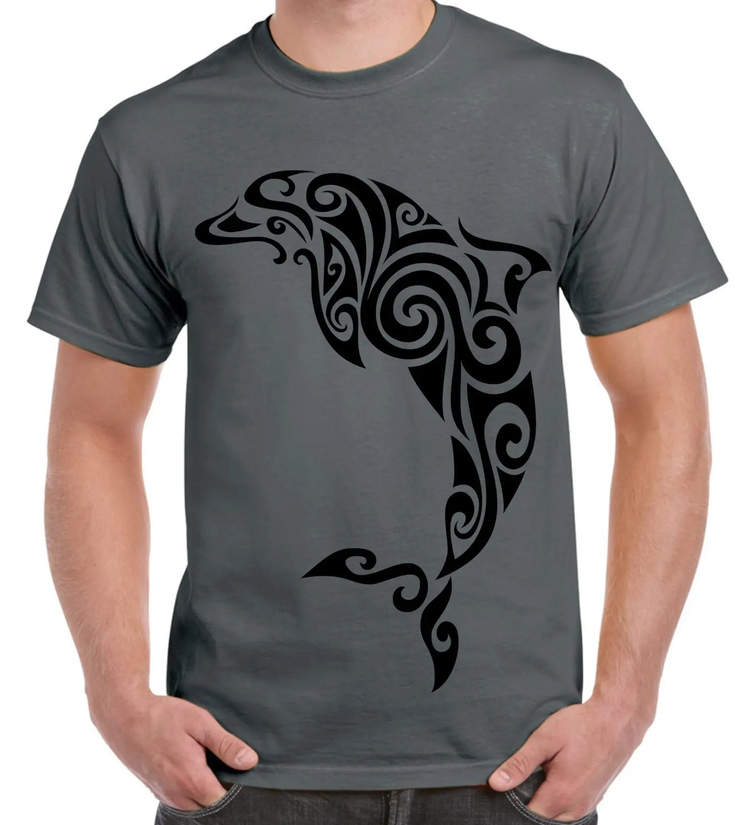 

Tribal T-Shirts Dolphin Tattoo Large Print Men's T-Shirtvintage Luxury High quality brand oversizedUnisex T-shirts for Me