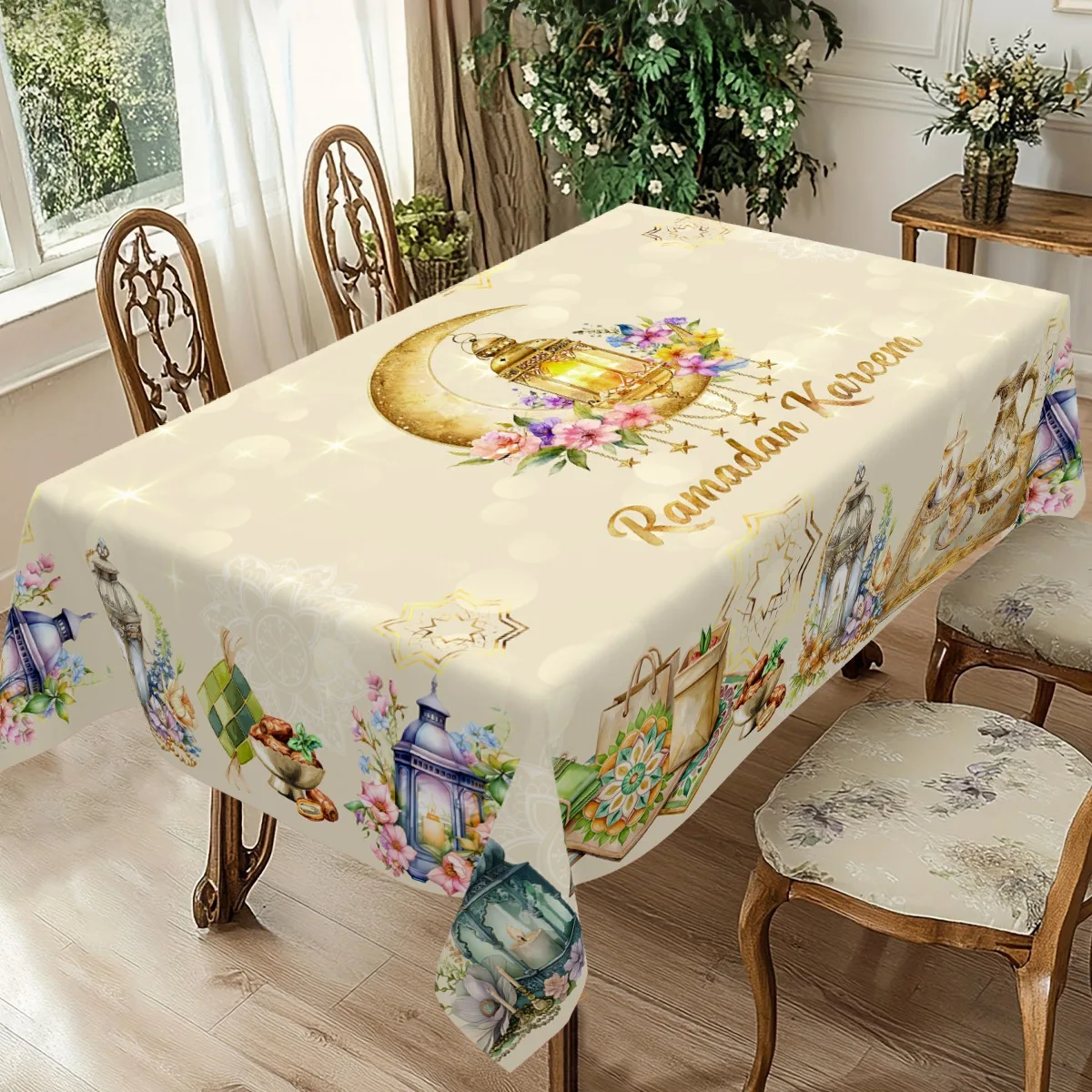 رمضان كريم مفرش المائدة القلعة غطاء الطاولة زينة رمضان للمنزل 2026 ديكور الحفلات الإسلامية هدايا عيد الأضحى #2