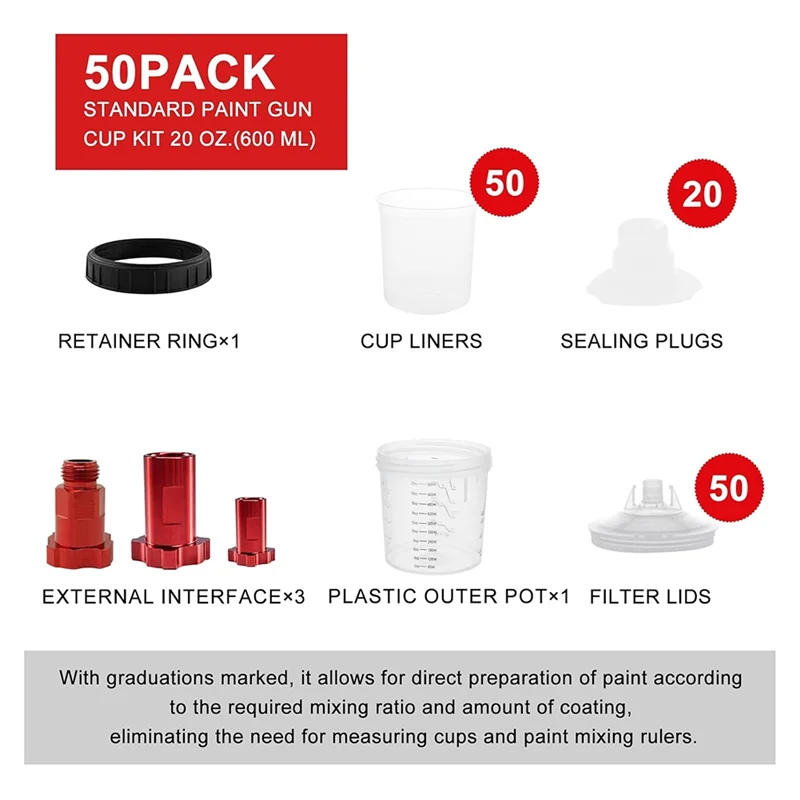 

A27F-Disposable Paint Cups For Automotive Paint HVLP Paint Mixing Cups With Cups And Lids System