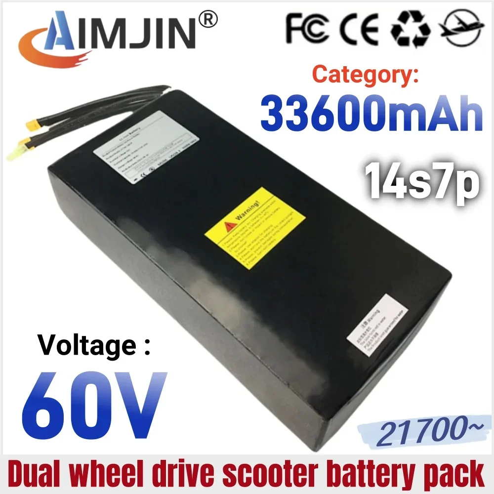 

14S7P 52V 33.6Ah Li-ion Rechargeable Battery Pack 21700 33600mAh Dual Port Fast Charging , Suitable for Dual Drive Scooters