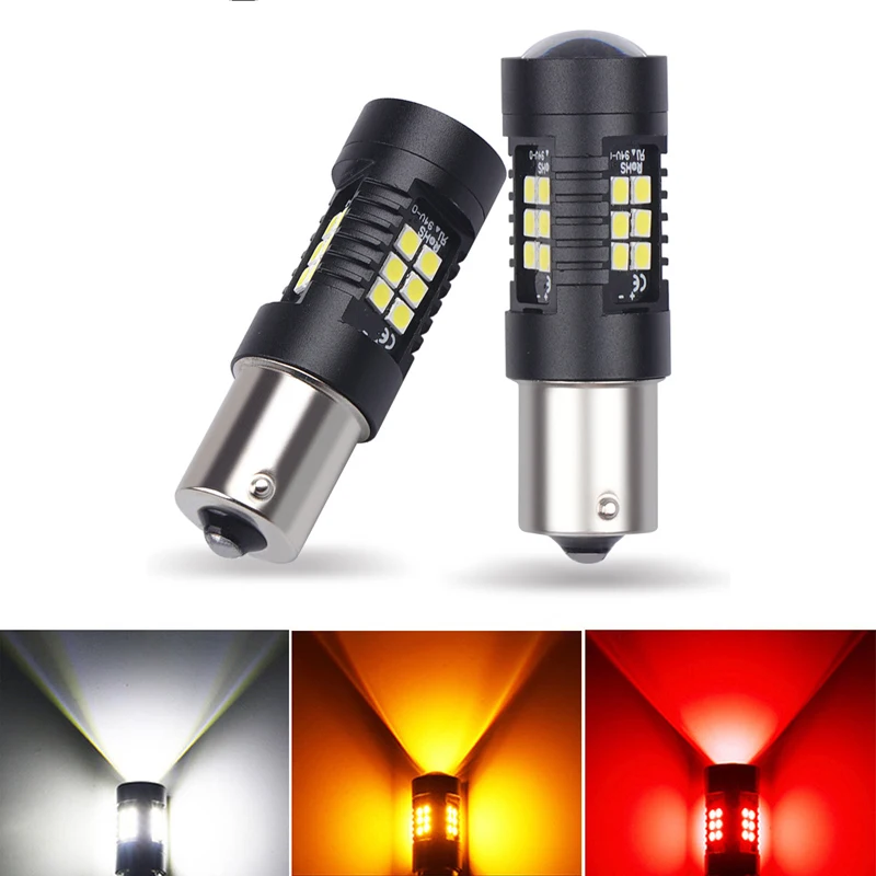 

2Pcs 1156 BA15S P21W LED BAU15S PY21W BAY15D LED Bulb 1157 P21/5W R5W 21pcs 3030SMD Red Auto Lamp Bulbs Car LED Light 12V - 24V