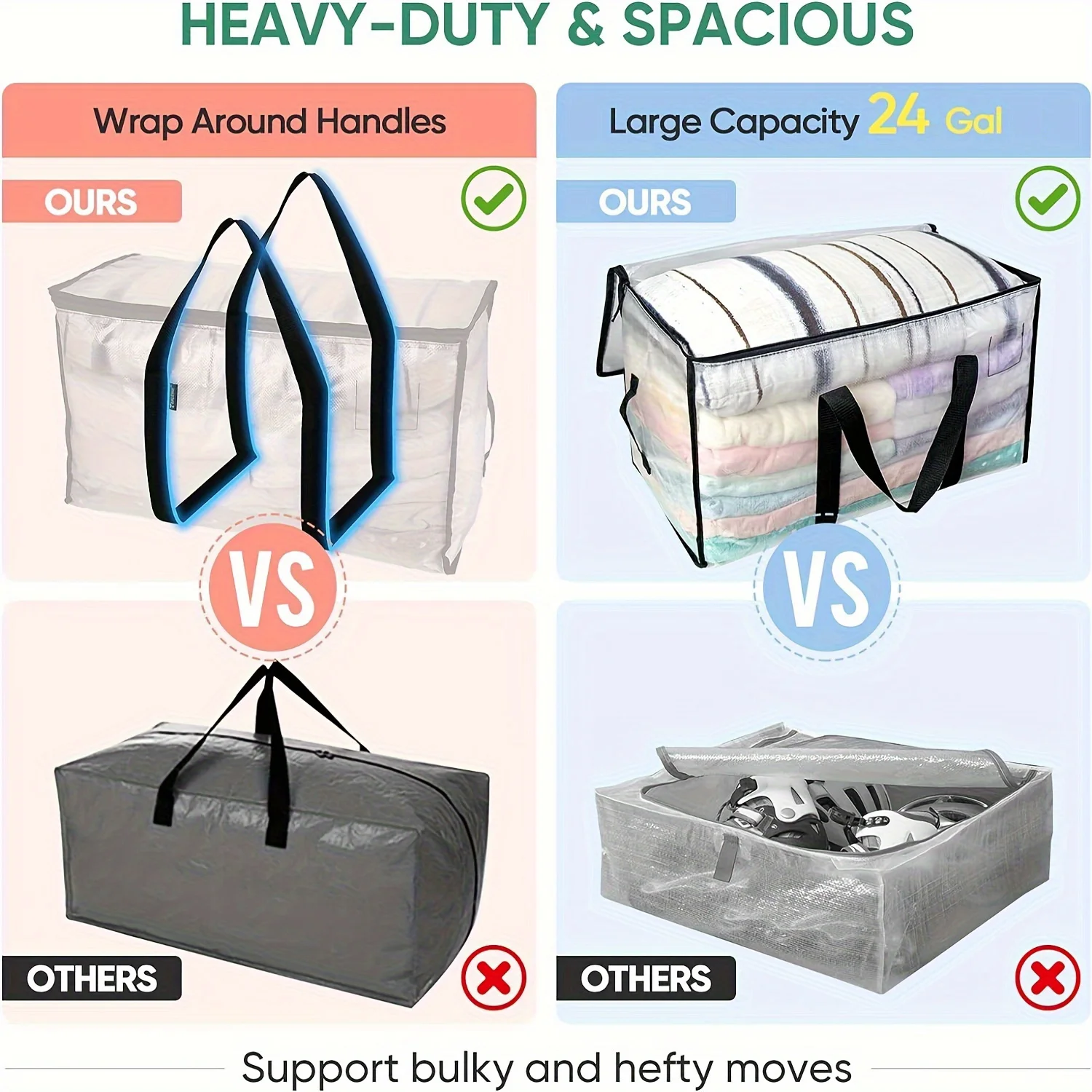 Large Capacity Storage Bag, Transparent And Visible, Clothes, Blankets, Handbags, Used For Moving Supplies   JJ2067KG