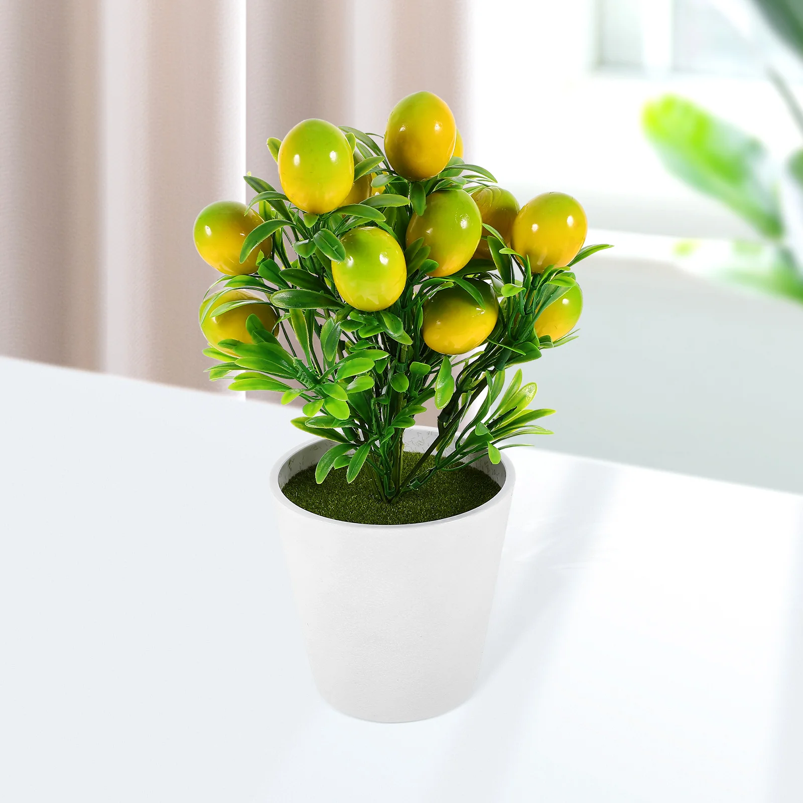 

1Set Artificial Potted Fruit Picks Realistic Lemon Branches Bonsai Simulated Fruit Plant Lightweight Plastic Home Table