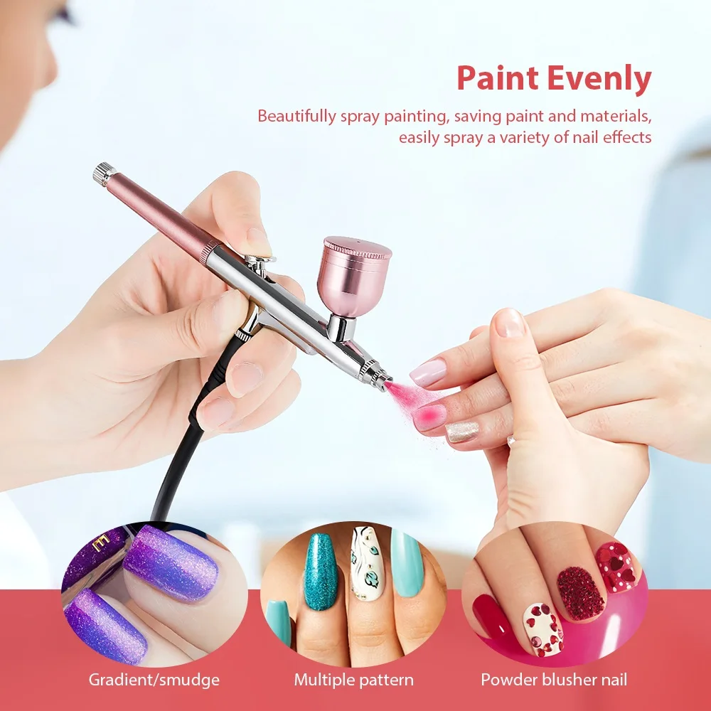 Portable 0.3mm Black Single Action Airbrush Mini Air Compressor Kit Nano Fog Mist Spray Gun for Cake Makeup Nail Art Tools