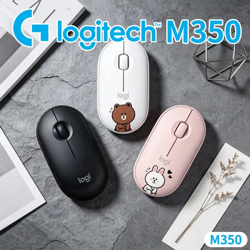 Ratón Óptico Logitech M350 Pebble - Diseño Minimalista, Funcionamiento Silencioso, 77g de Peso Ligero, Receptor USB, Construcción Ecológica