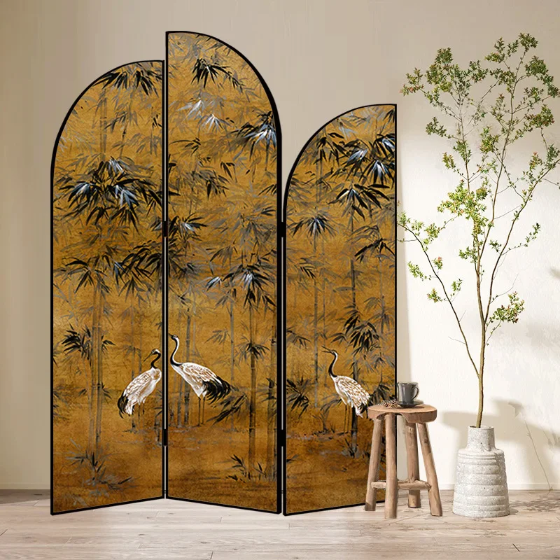 French screen partition living room porch simple modern decoration background wall folding mobile office block folding screen