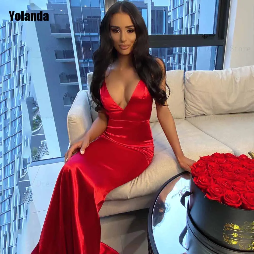 

Red High Quality Mermaid Wedding Dress Ruffle Satin Strapless 2024 New Sleeveless Bride Dresses Floor Length robe de mariée