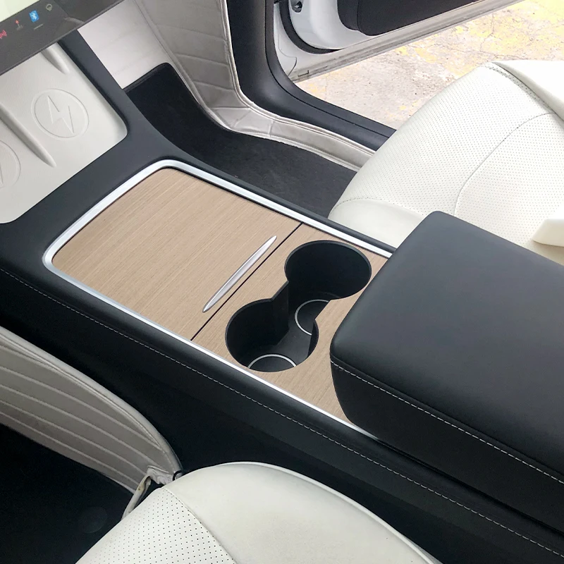 For Tesla Model 3/Y 2021-2023 solid wood Central Control Panel Sticker Car Accessories Interior Protective Wood Console Stickers