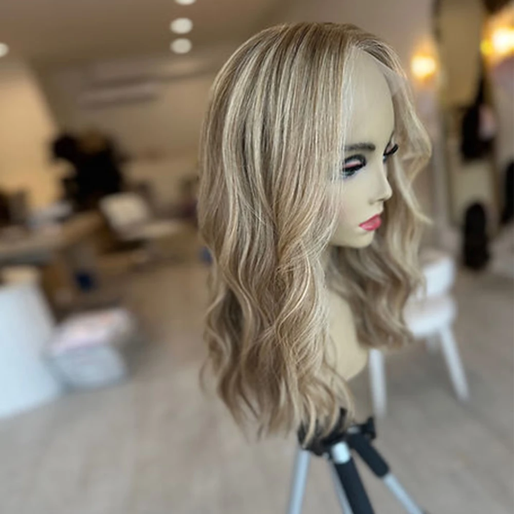 13x4 Выделенные парики спереди, объемные волны, синтетические волосы, светлый парик, термостойкие бесклеевые парики, реалистичный вид, смешанные человеческие волосы