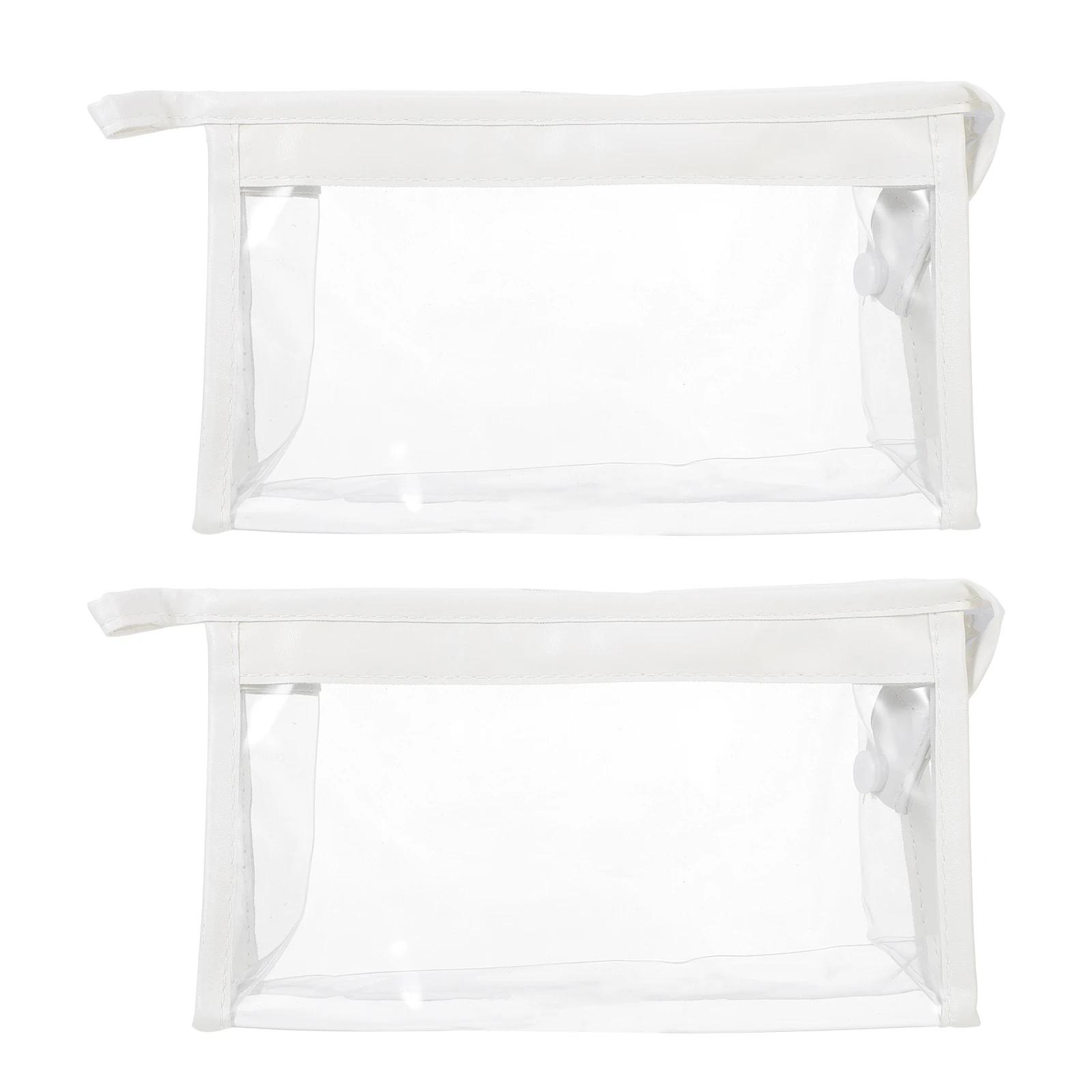 2 Pcs PVC Transparent Large Capacity Pencil Case Dustproof Portable Storage Pouch for Pens Pencils Rulers Notes Erasers Students