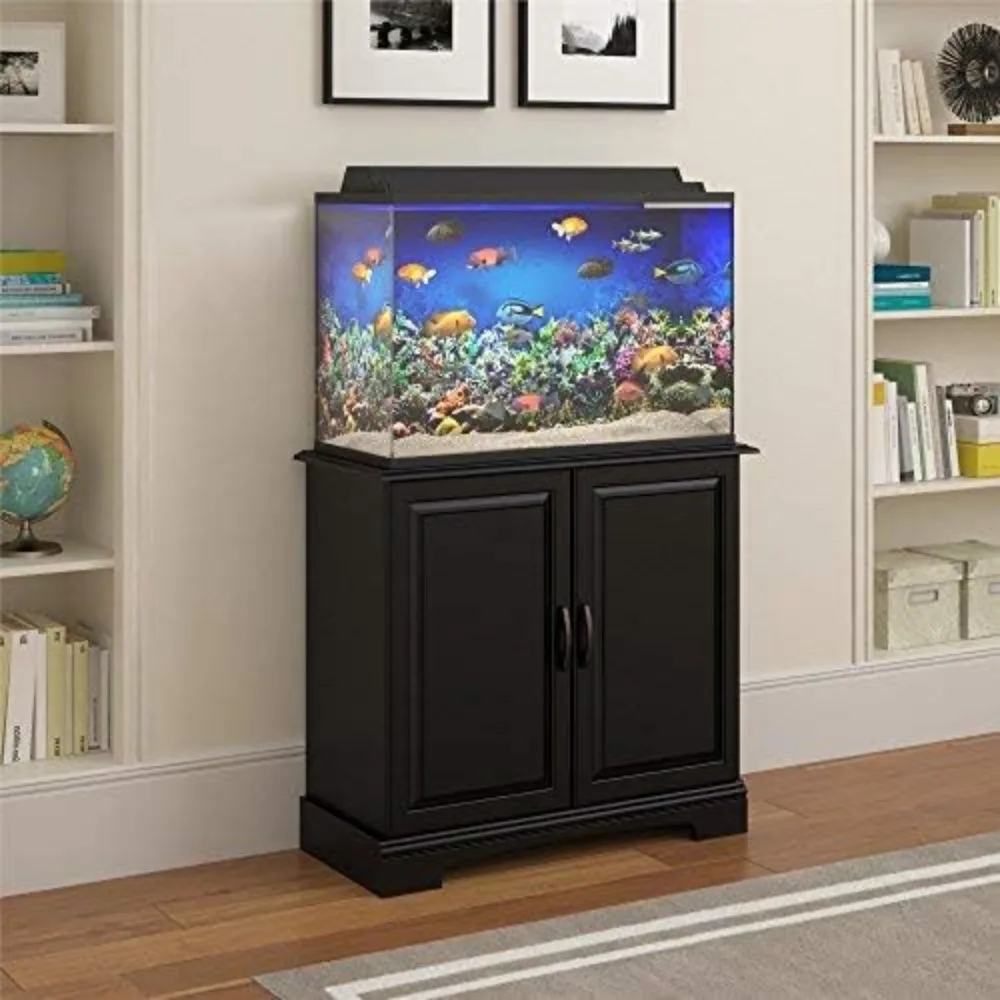 Flipper Harbor 29-37 galon Aquarium Stand, HITAM