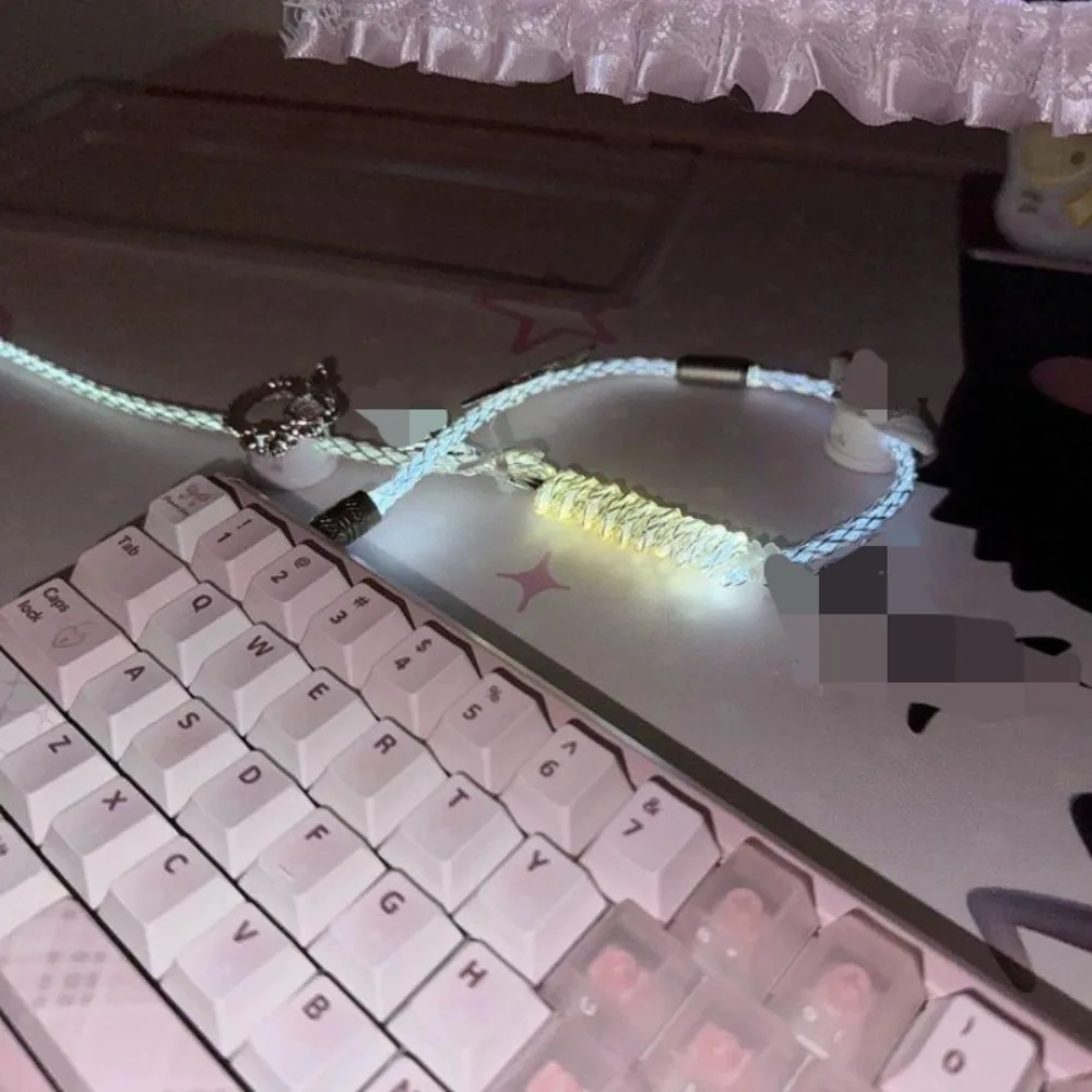 Luminous Aviation Plug Cable Customized Single Crystal Copper 8K Return Rate Yellow Light Keyboard Cable Decoration Accessories