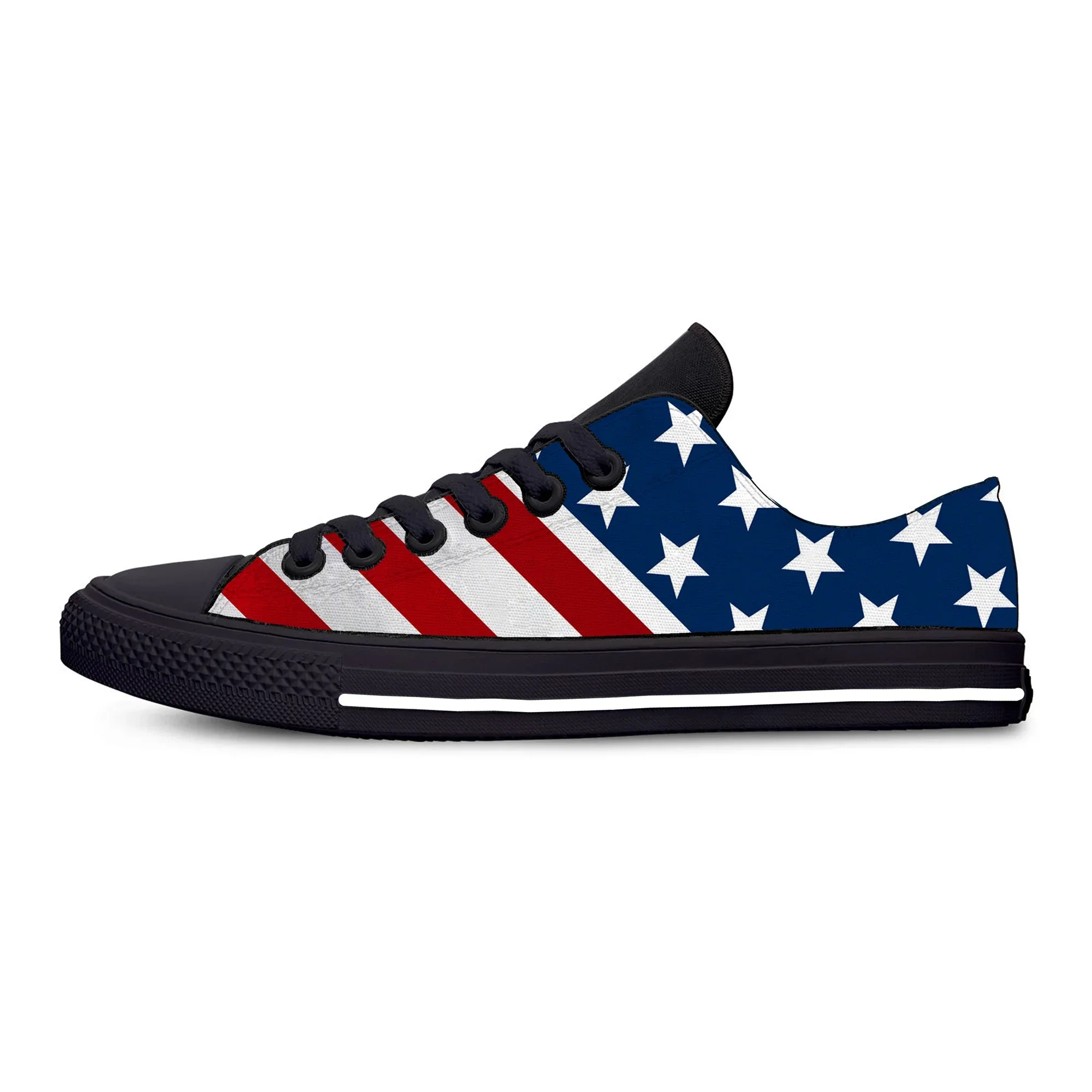 

Hot Summer Stars Patriotic Fashion Casual Shoes USA American Flag Low Top Lightweight Men Women Sneakers Classic Board Shoes