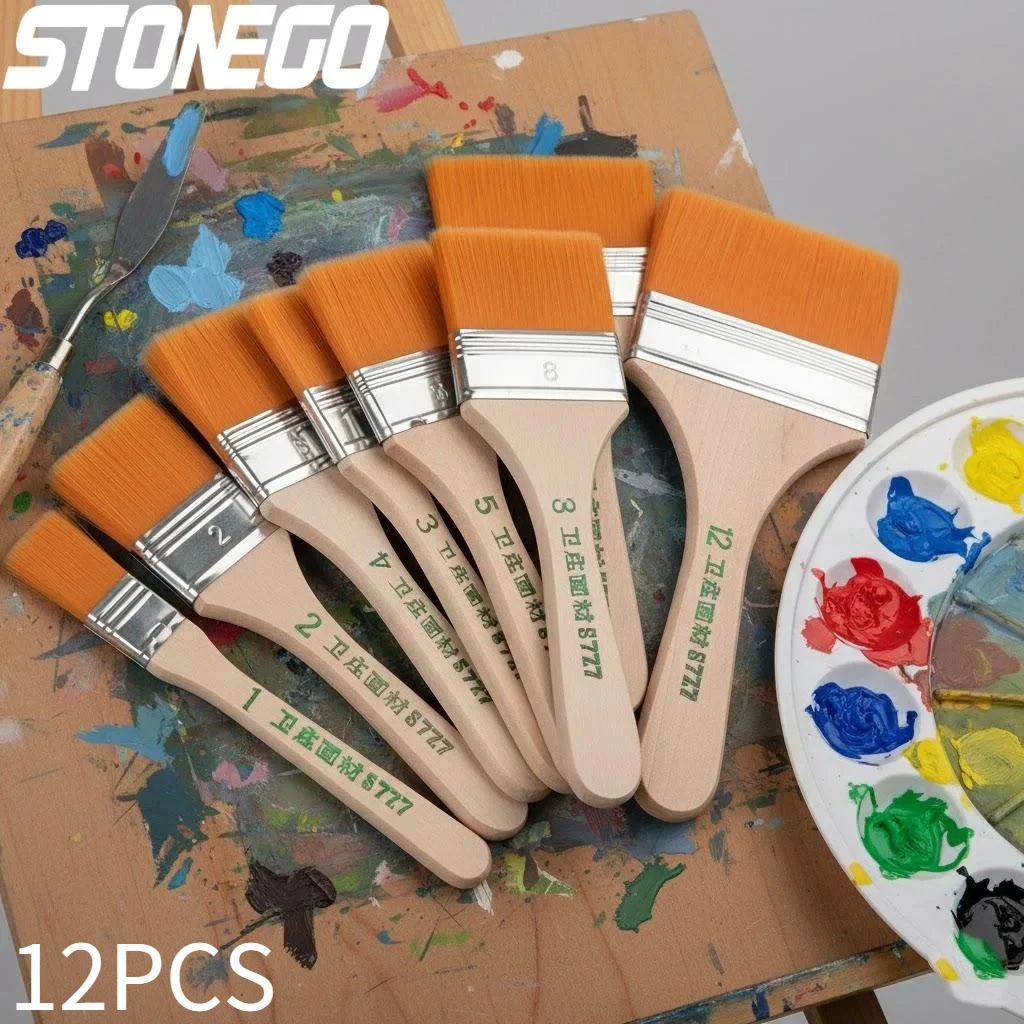 

12pcs Nylon Paint Brushes Set for Acrylic Oil Watercolor Painting Art Supplies Wooden Drawing Tools