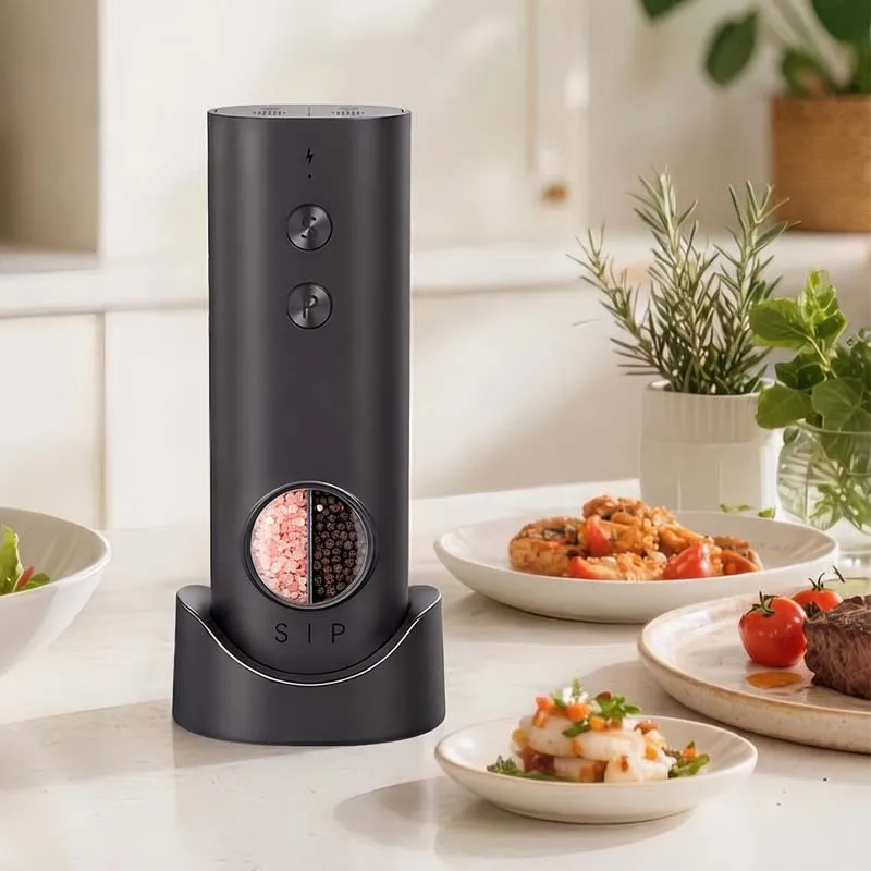 2 In1 Upgraded Electric Pepper Grinder 140ml Adjustable Salt and Pepper Grinder Set USB Rechargeable Automatic Refillable Mills