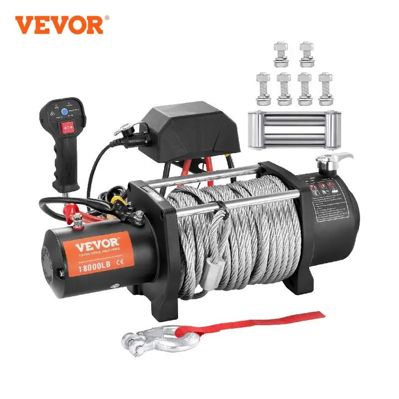 

VEVOR 18000lbs Electric Winch with Wireless Remote Control Steel Rope Winch 5.7hp For Vehicle Rescue Car Trailer ATV Truck Off