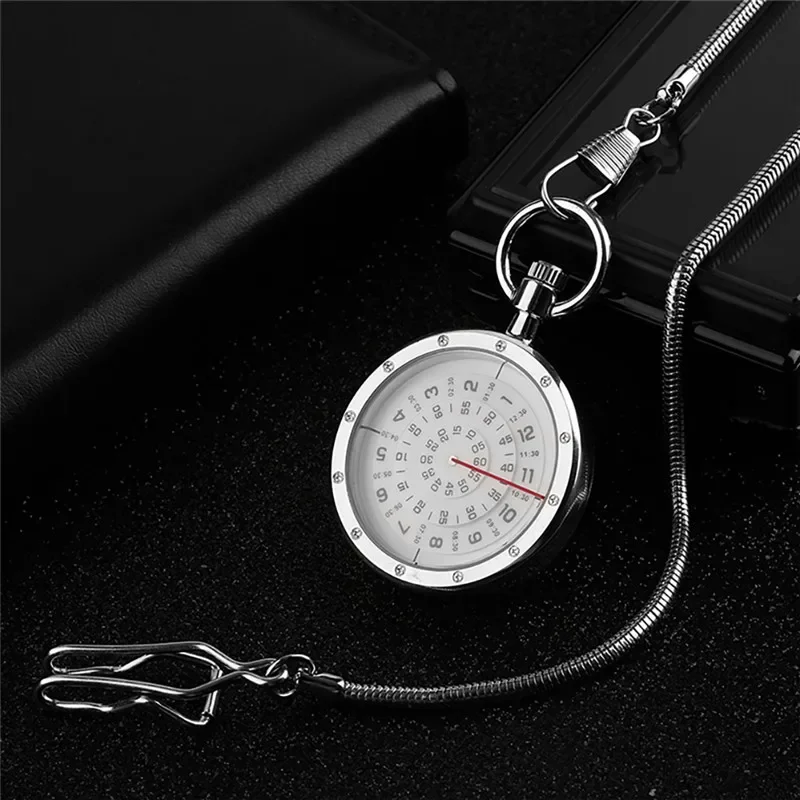 Unique Turnable Arabic Number Dial Men Women Quartz Pocket Watch Open Face Design Pendant Snake Chain Reloj De Bolsillo Gift