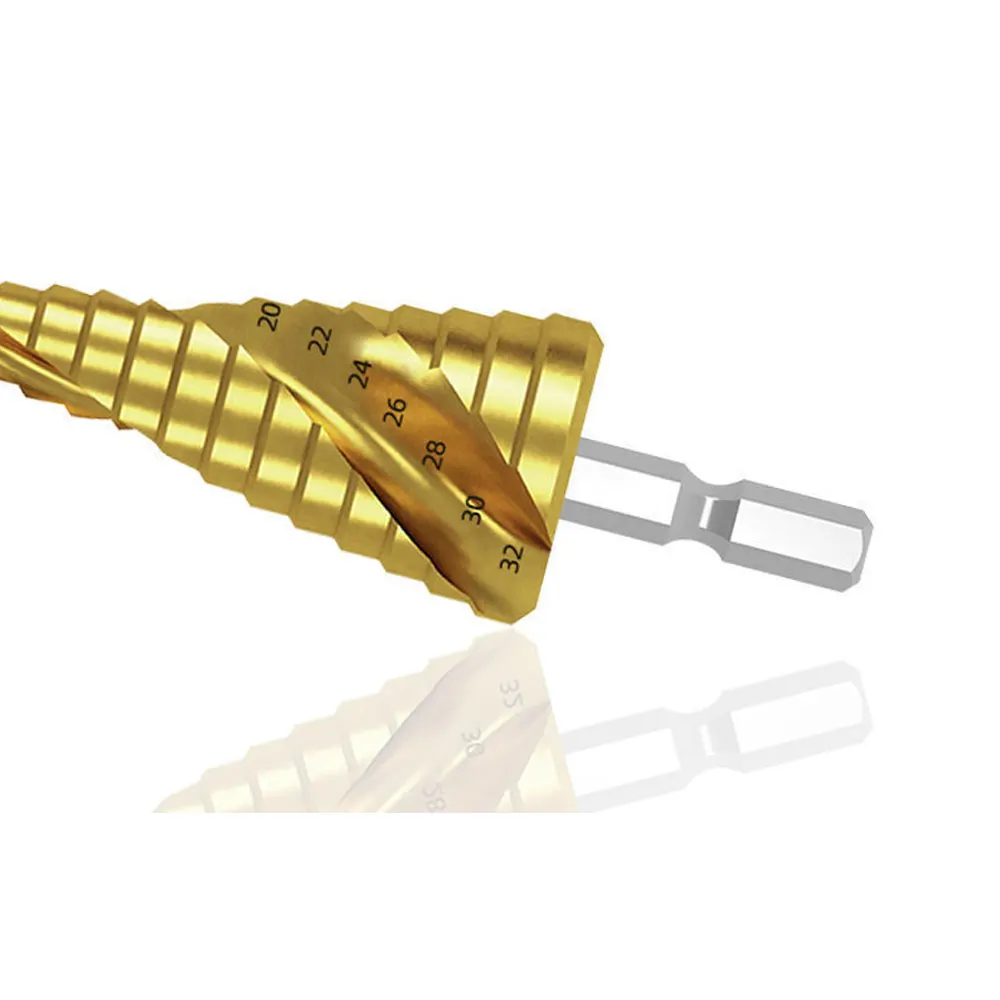 Binoax HSS Titanium Coated Step Drill Bit Set Metal Wood Hole Cutter Cone Drilling Tool 4-32mm 4-20mm 4-12mm