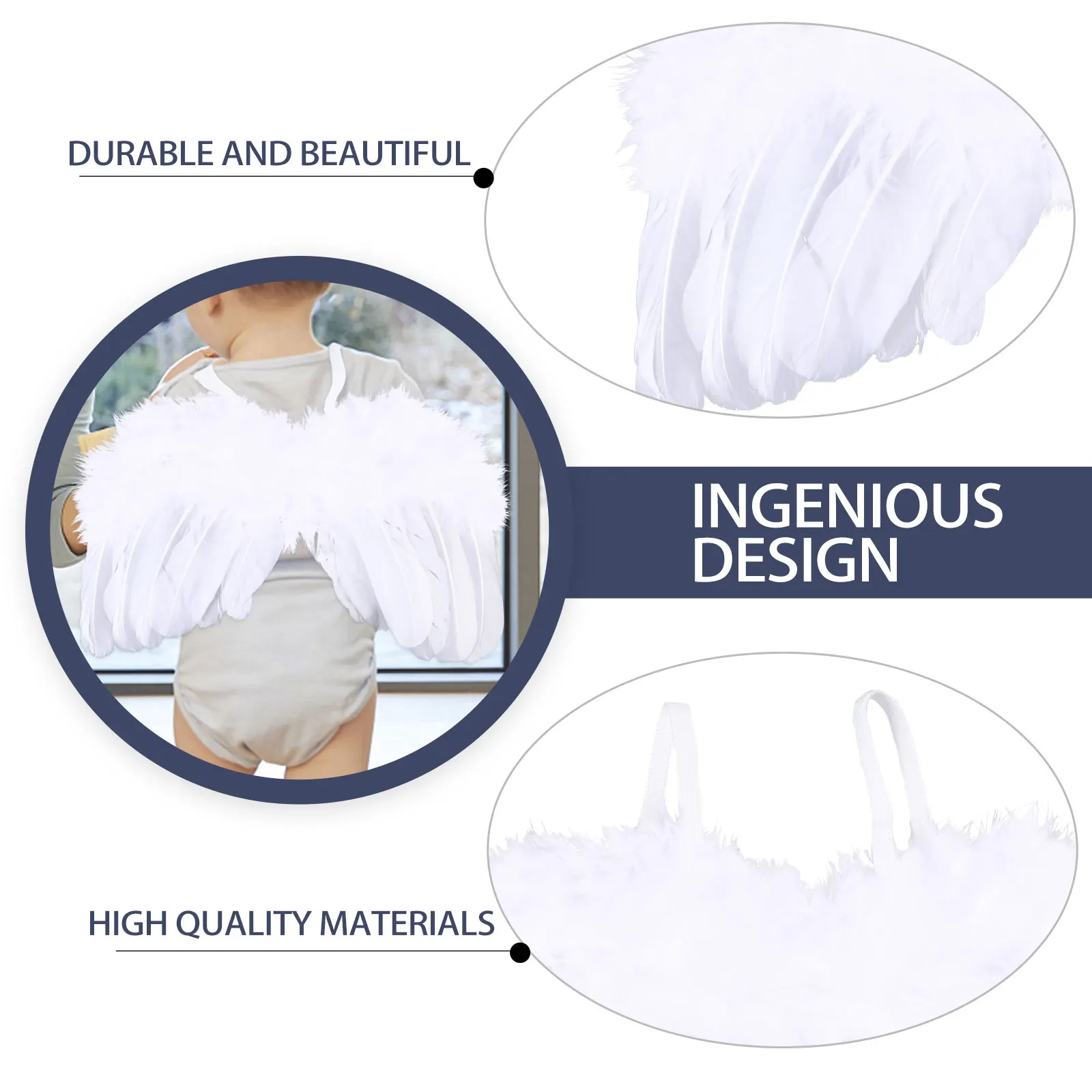 

2 Pcs Baby Photography Props Kids Costume Headband Newborn White Infant Clothes Wing Design Photo Clothing Hundred Days