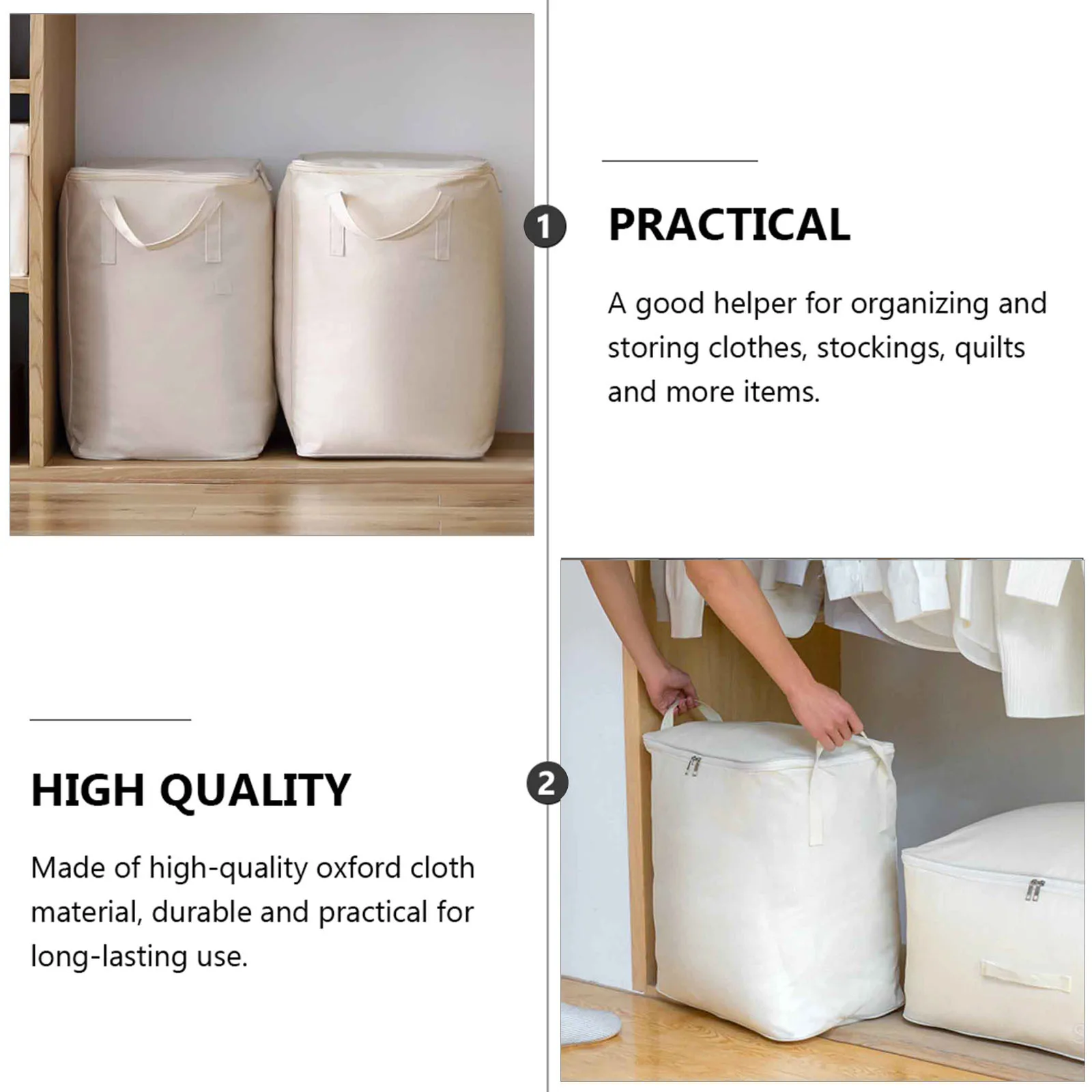

Oxford Cloth Storage Bin Bedding Quilt Organizer Clothes Box Practical Long-Lasting Use Handles Store Quilt