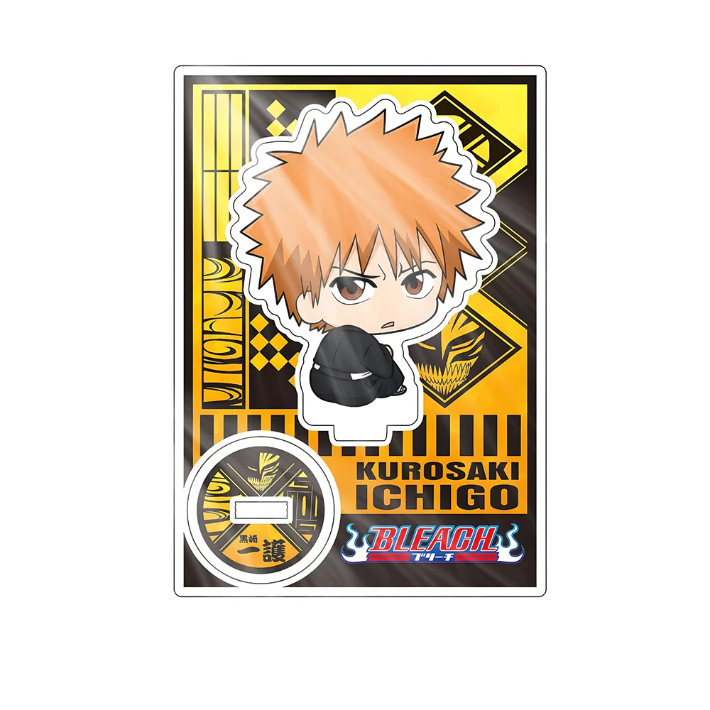 Anime Bleach Acrylic Keychain HD Q Edition Figurines Kurosaki Ichigo Ishida Uryuu Kuchiki Handcuff Cartoon Figurines Standing