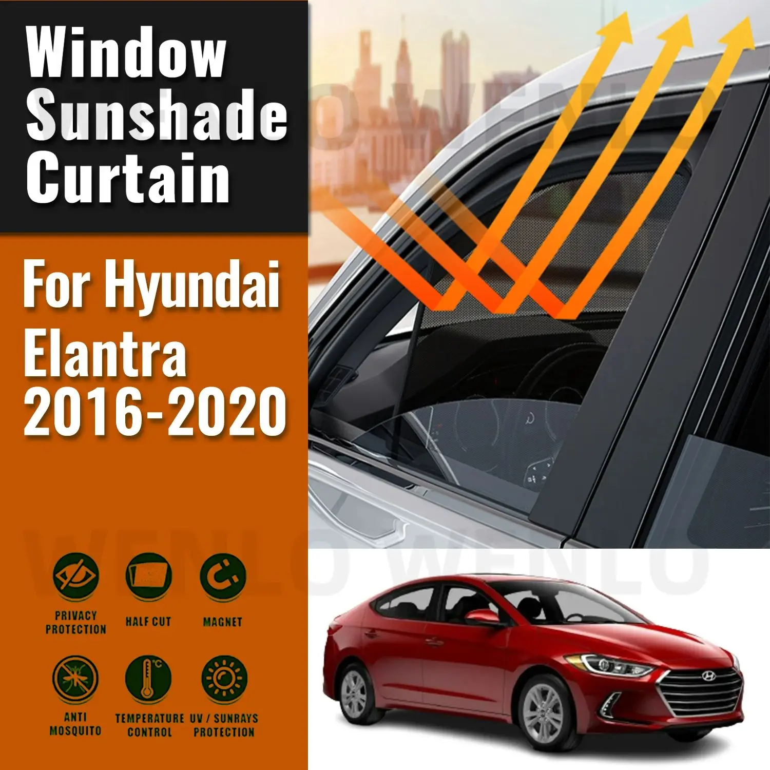 For Hyundai Elantra AD 2016-2020 Car Sun Visor Accessories Window Windshield Cover Sunshade Curtain Mesh Shade Blind Custom